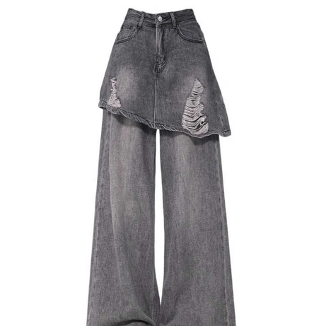 Grunge Skirted Flare Jeans
