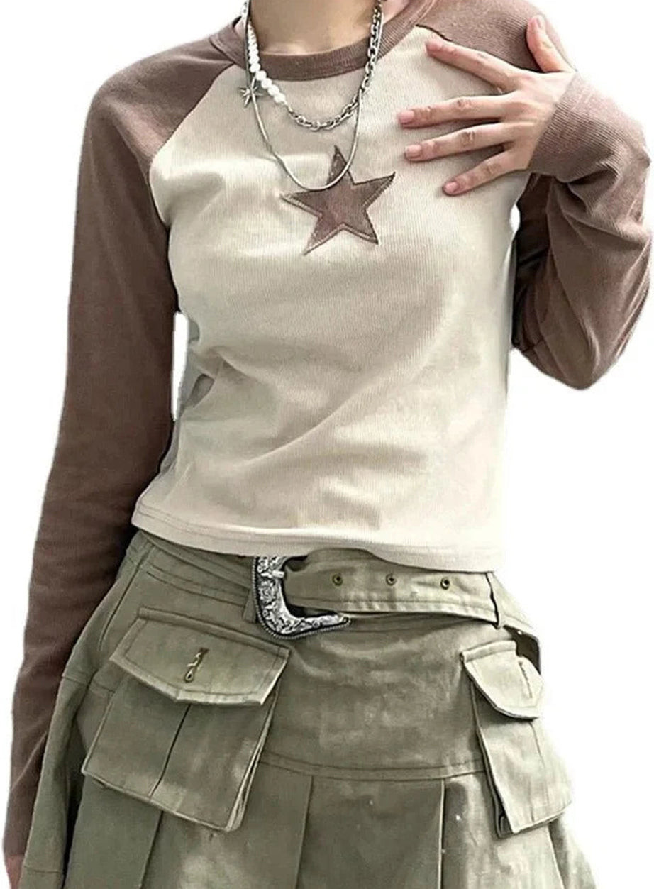 Y2k Celestial Contrast Crop Top