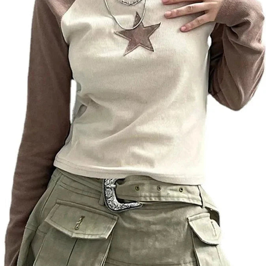 Y2k Celestial Contrast Crop Top