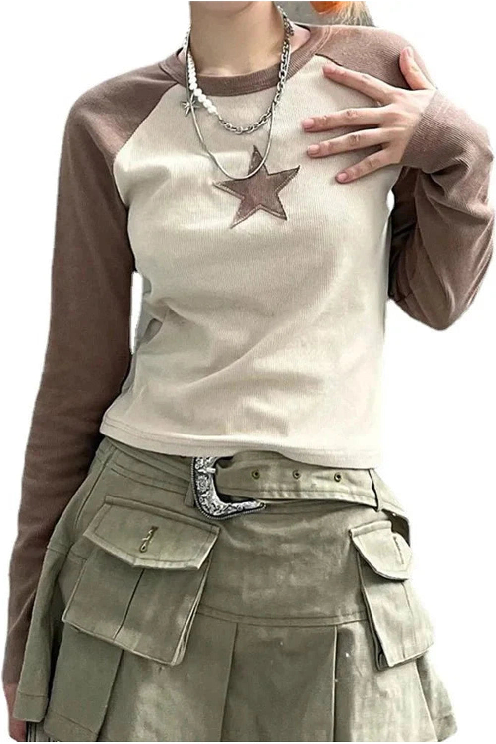 Y2k Celestial Contrast Crop Top