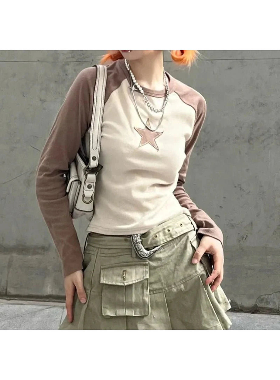 Y2k Celestial Contrast Crop Top