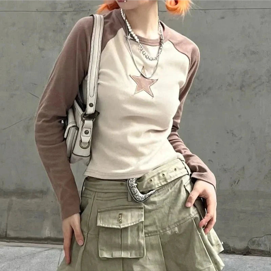 Y2k Celestial Contrast Crop Top