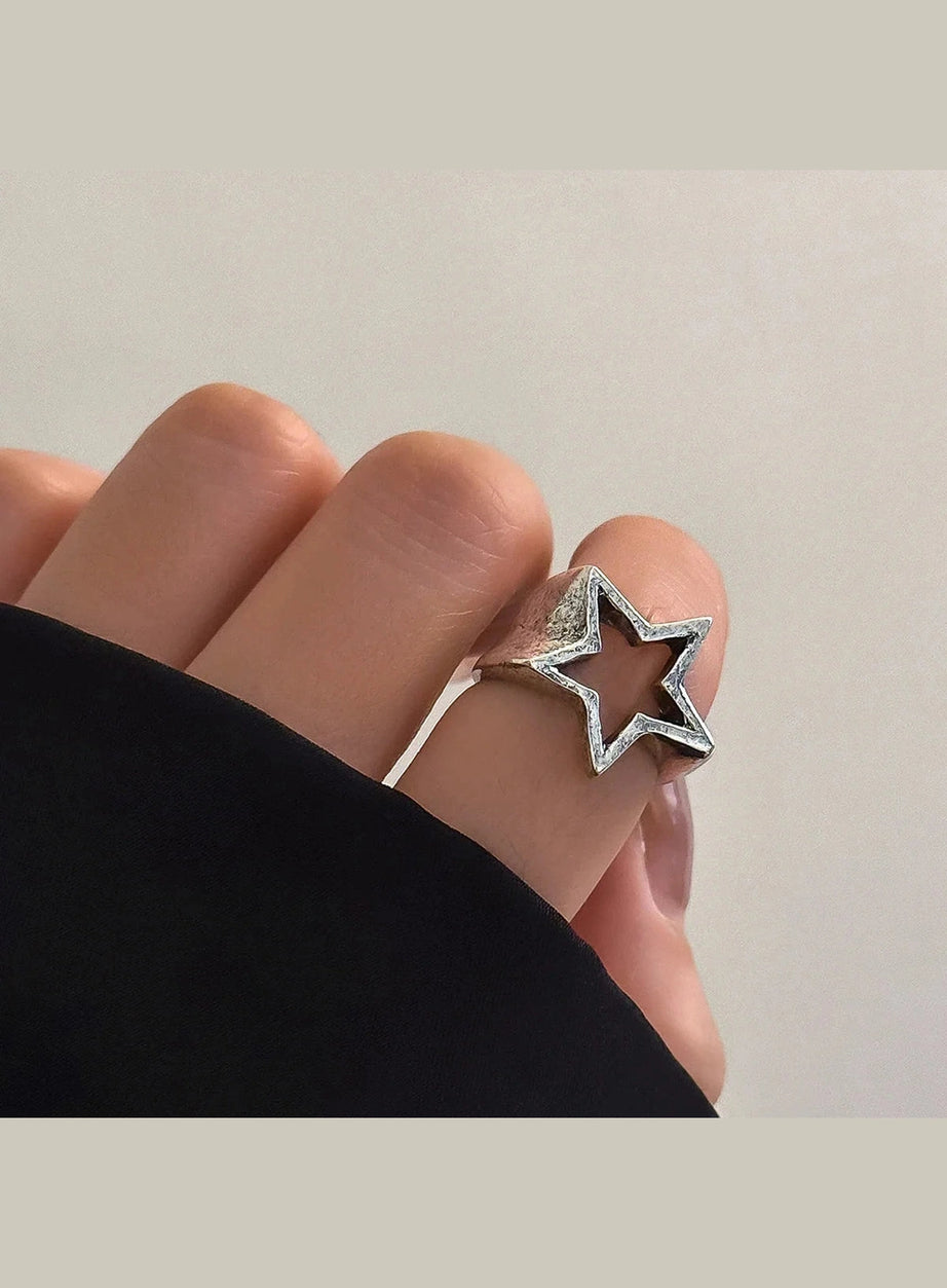 Y2k Celestial Silver Starlet Ring