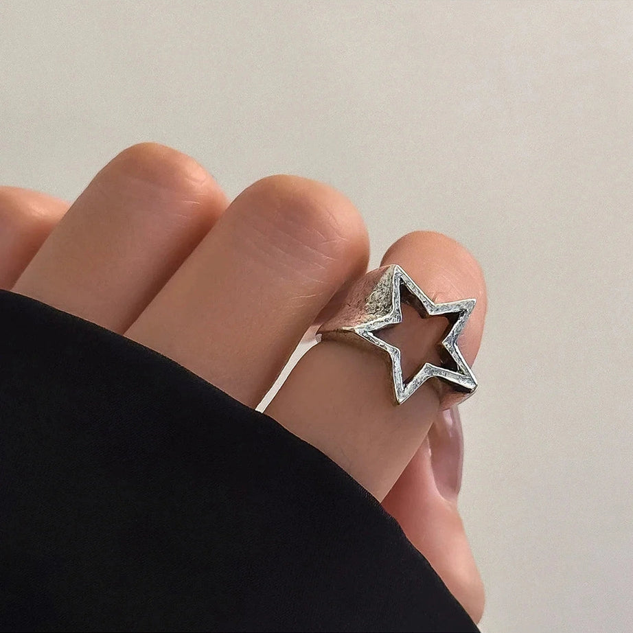 Y2k Celestial Silver Starlet Ring