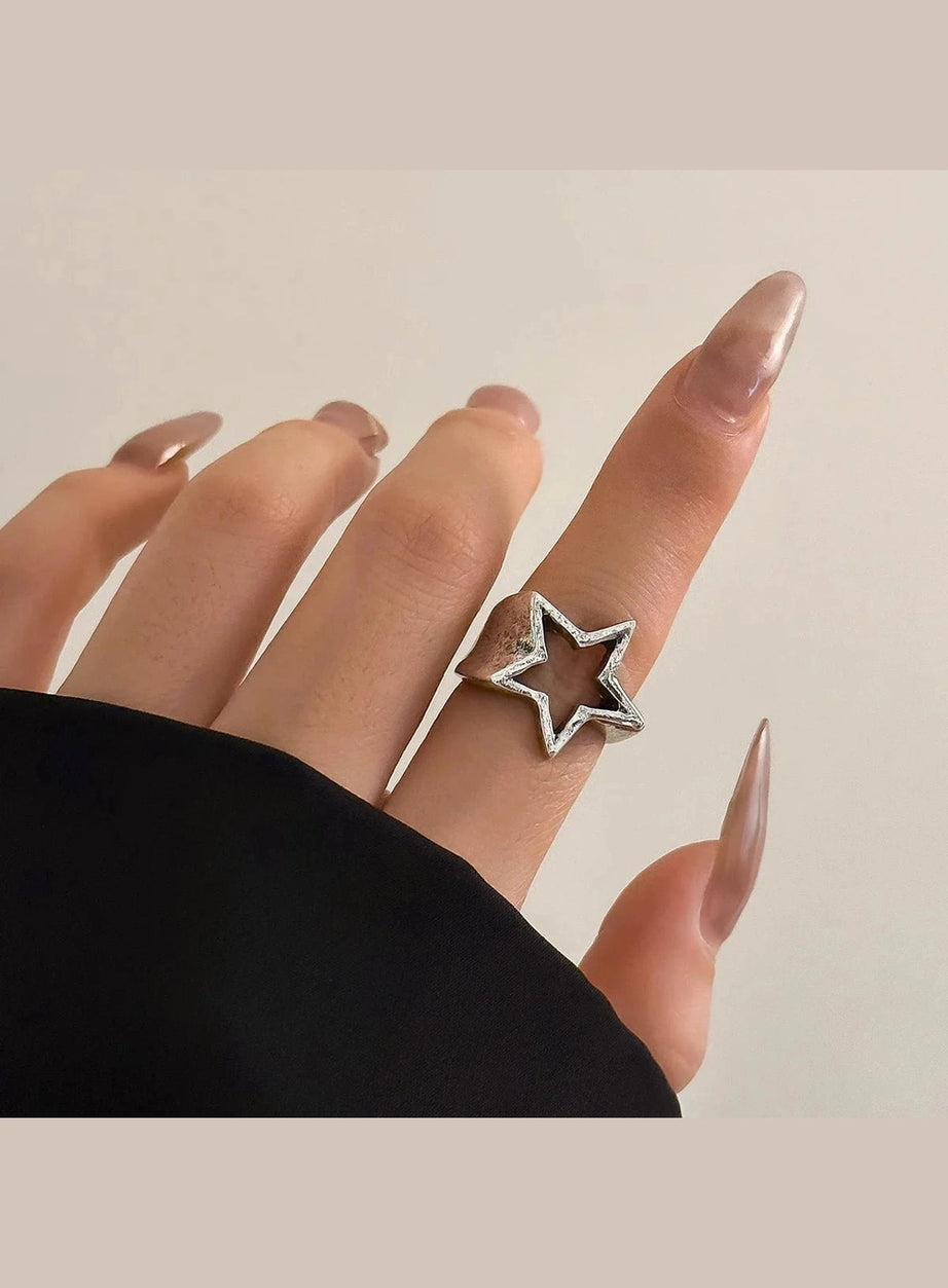 Y2k Celestial Silver Starlet Ring