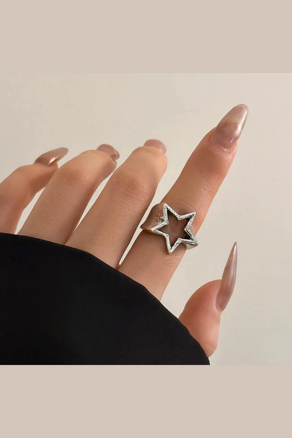 Y2k Celestial Silver Starlet Ring