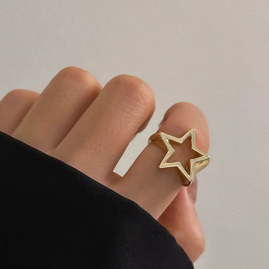 Y2k Celestial Silver Starlet Ring