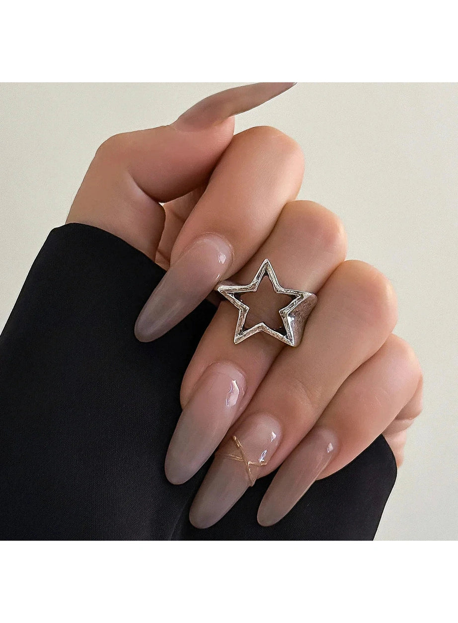 Y2k Celestial Silver Starlet Ring