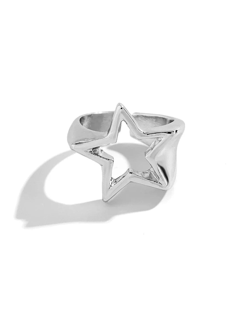 Y2k Celestial Silver Starlet Ring