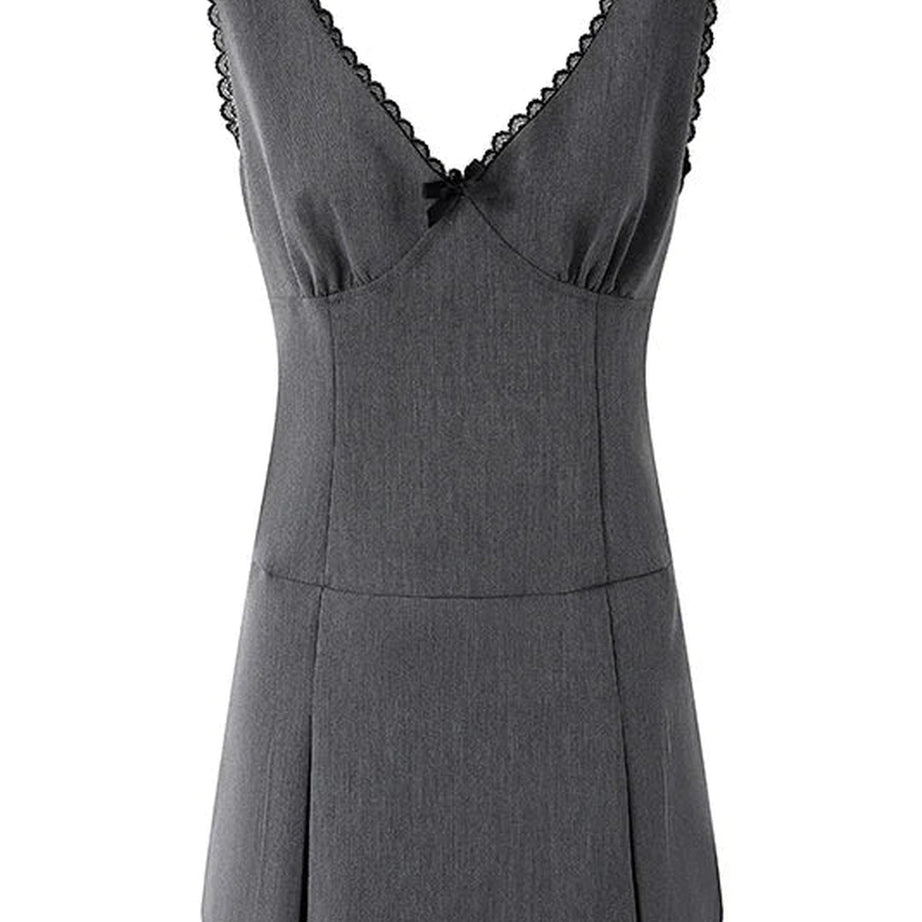 Y2k Charcoal Lace Trim Dress