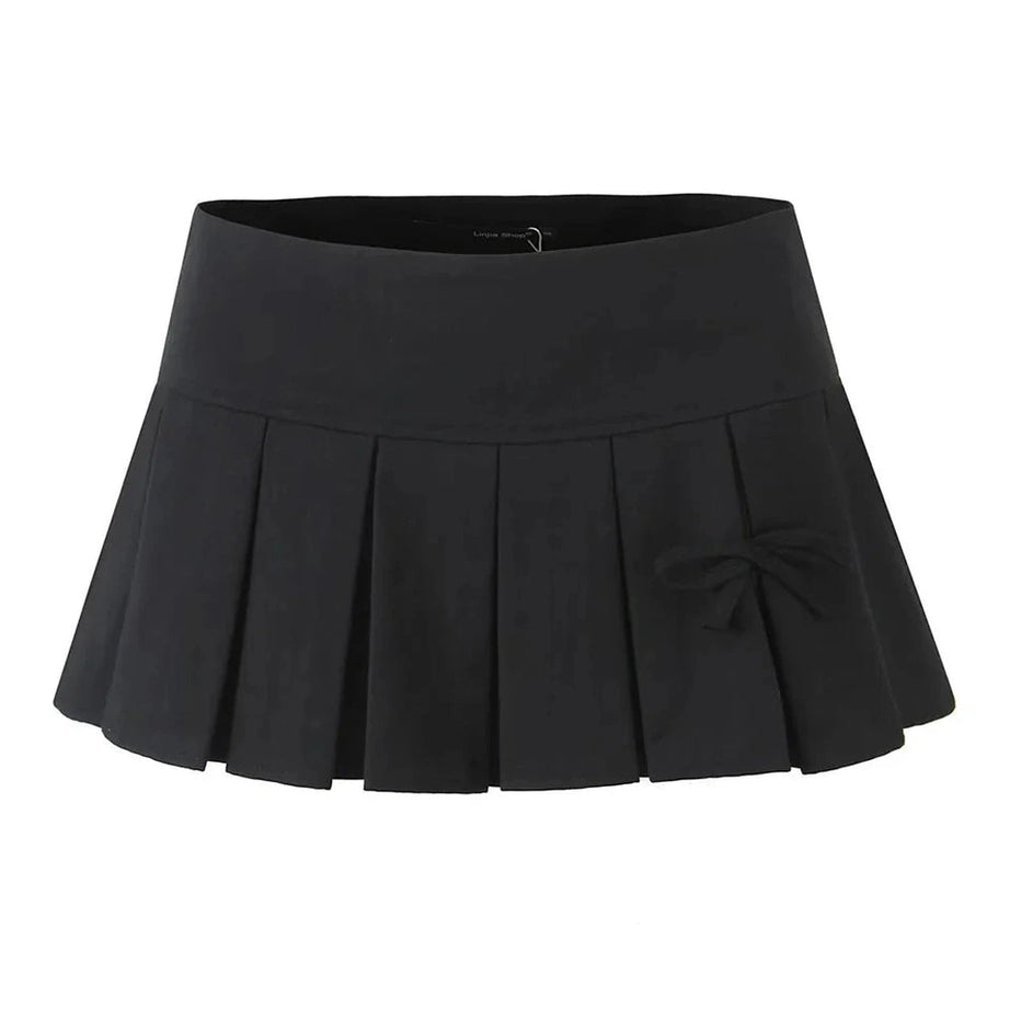 Y2k Charcoal Twirl Pleated Skirt