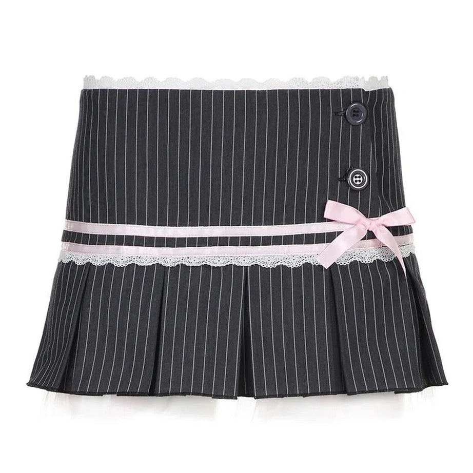 Y2k Charmed Pinstripe Pleat Skirt