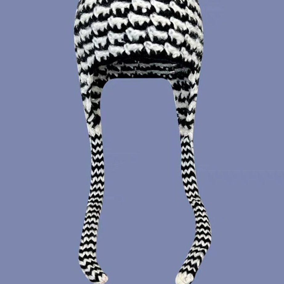 Y2k Checkerboard Lei Feng Ear Warmer Cap