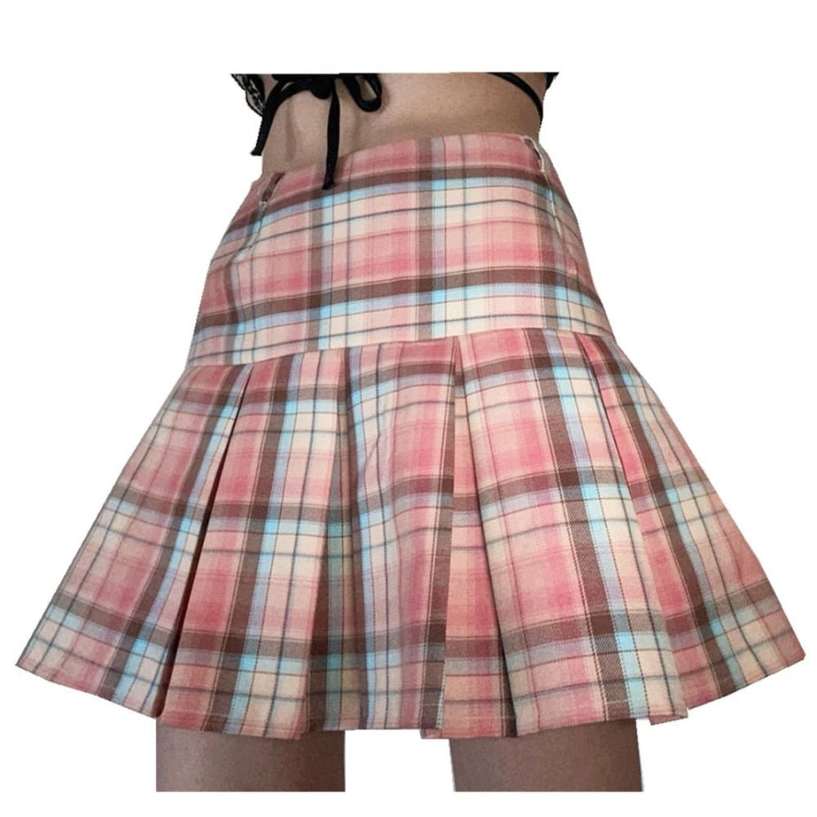 Y2k Checkerboard Pastel Mini Skirt