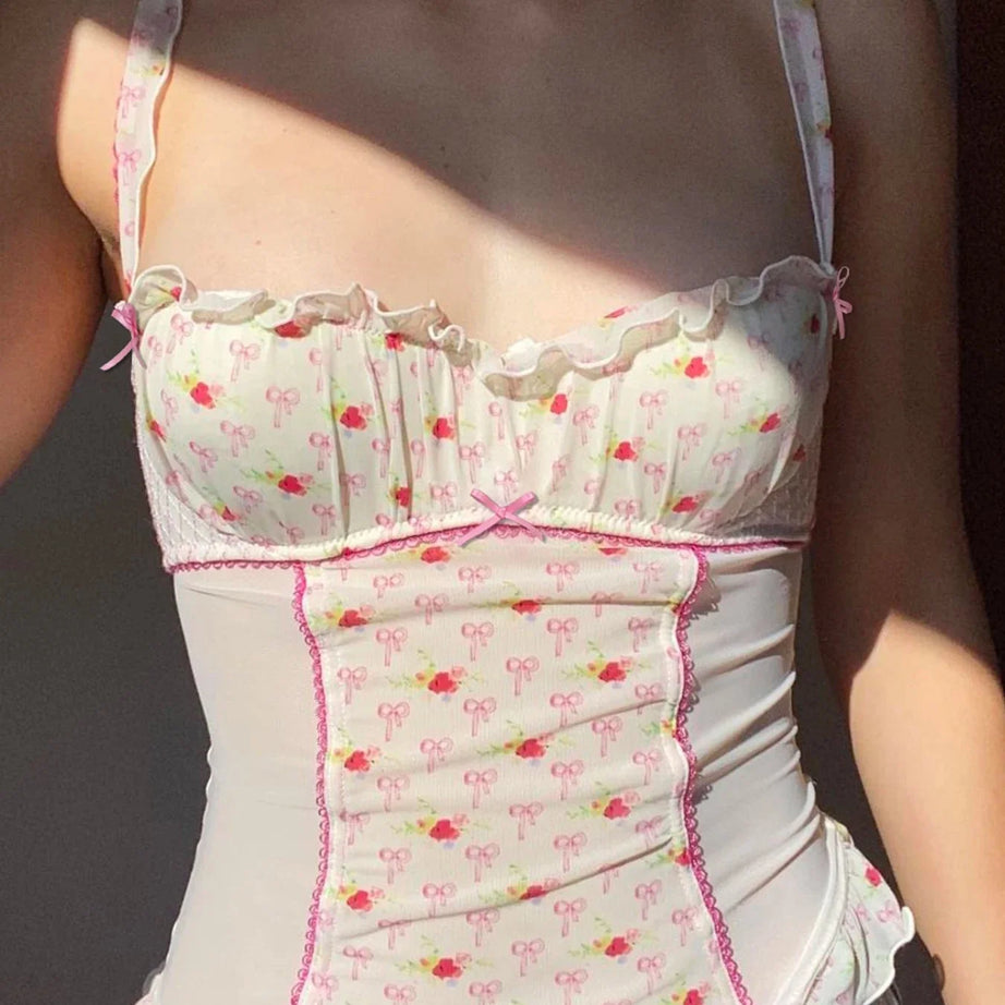 Cherry Blossom Bustier Top - Crop Tops