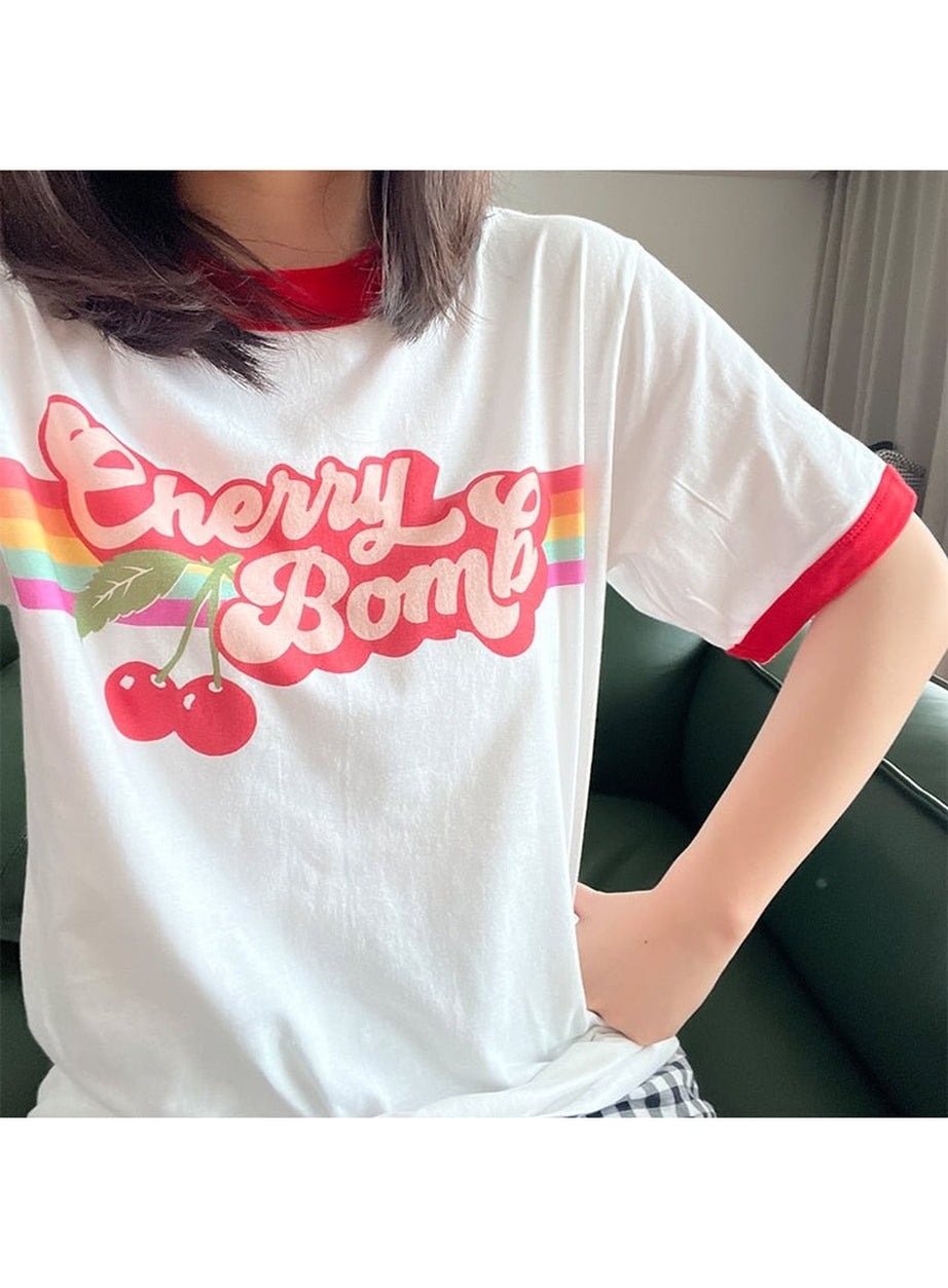 Y2k Cherry Bomb Aesthetic T-shirt