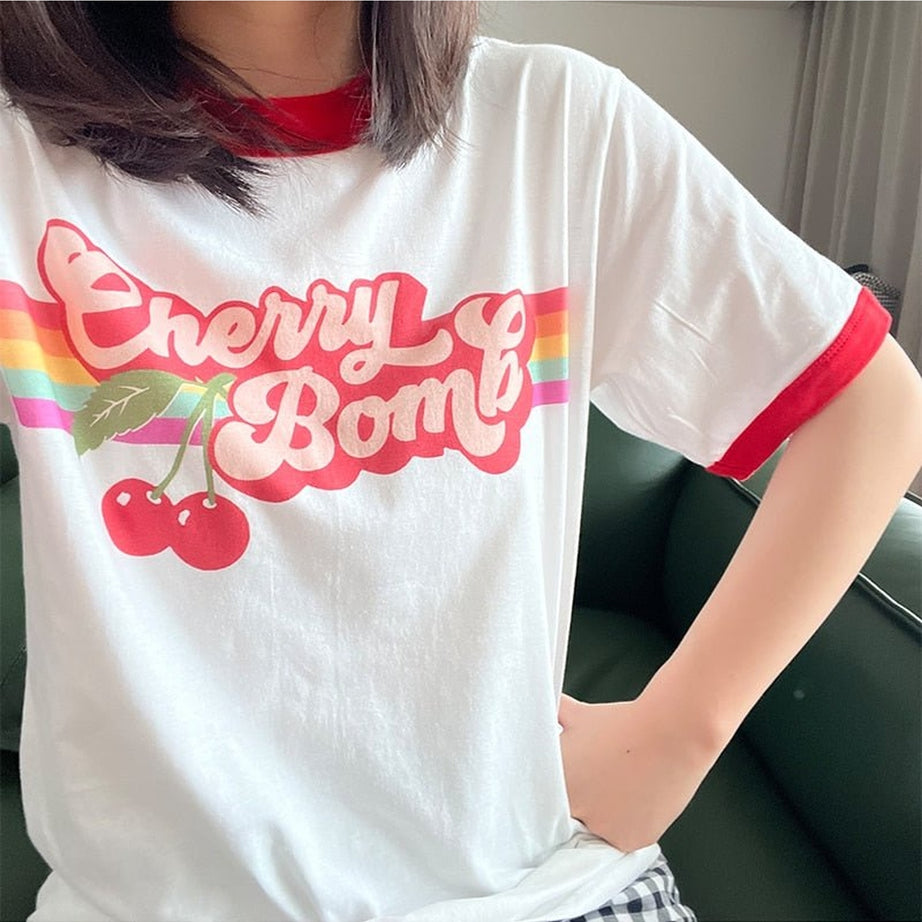Y2k Cherry Bomb Aesthetic T-shirt