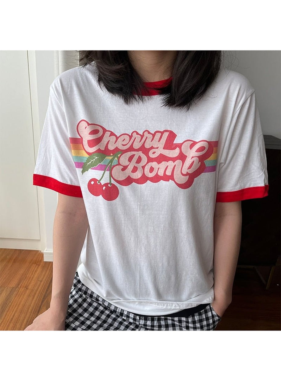 Y2k Cherry Bomb Aesthetic T-shirt