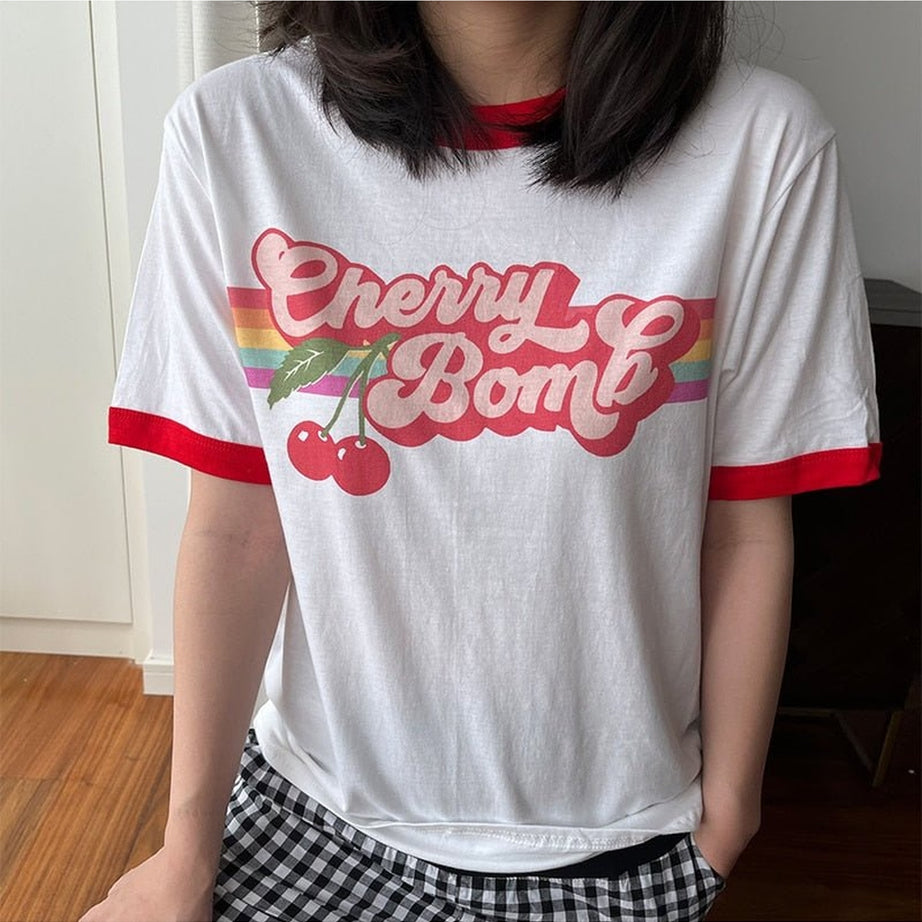 Y2k Cherry Bomb Aesthetic T-shirt