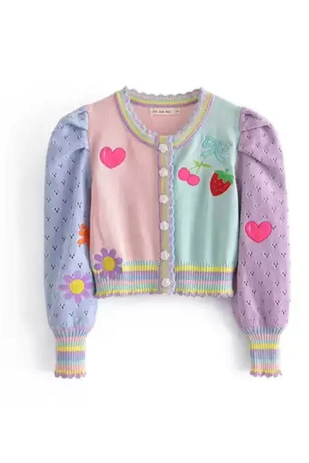 Y2k Cherry-Embroidered Knit Cardigan