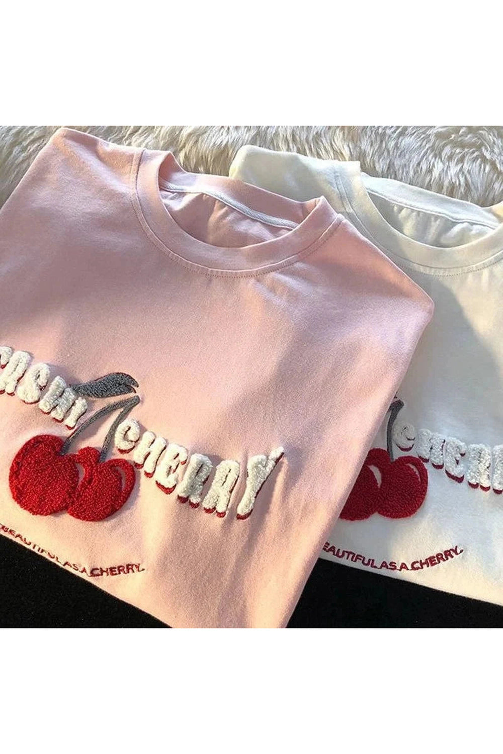 Y2k Cherry Embroidery Pink Top