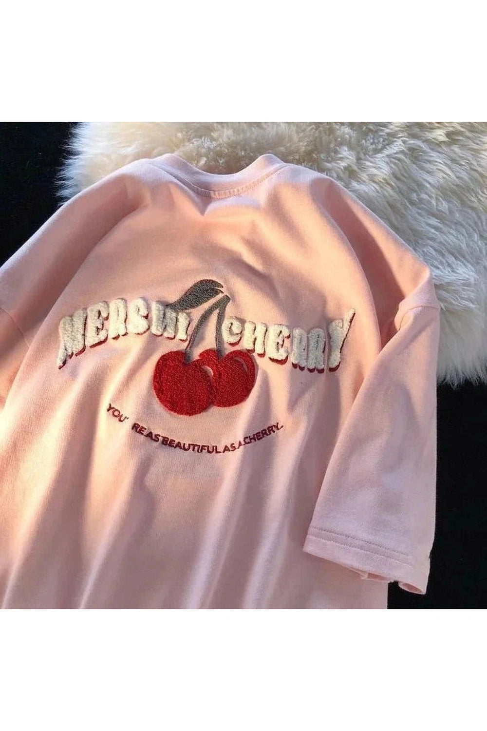 Y2k Cherry Embroidery Pink Top