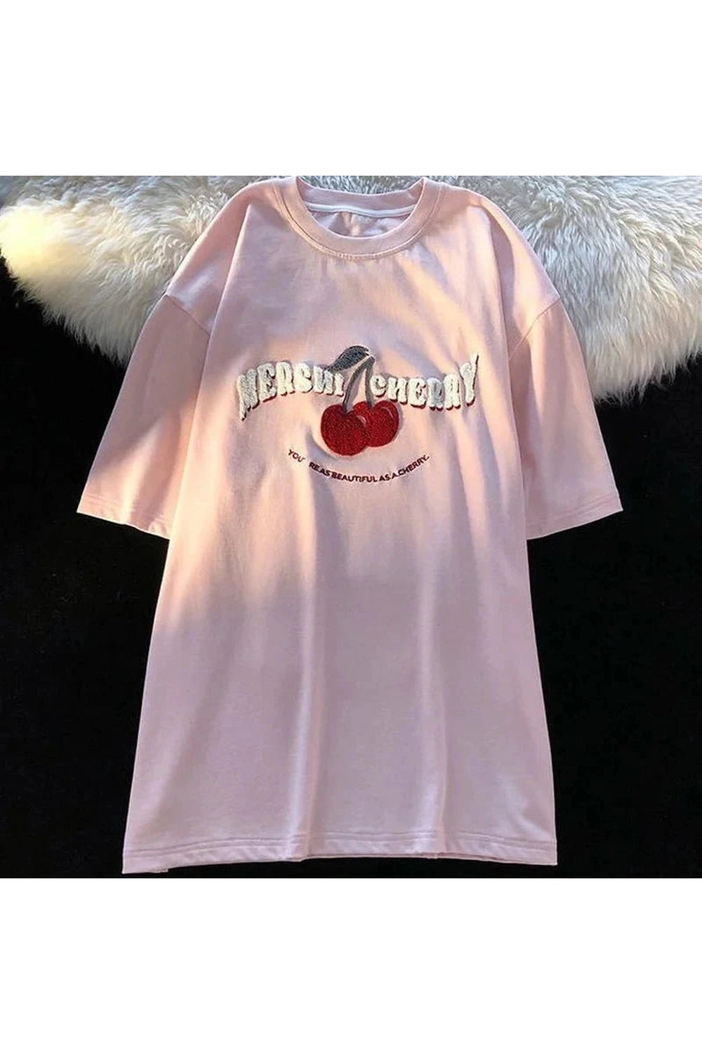 Y2k Cherry Embroidery Pink Top