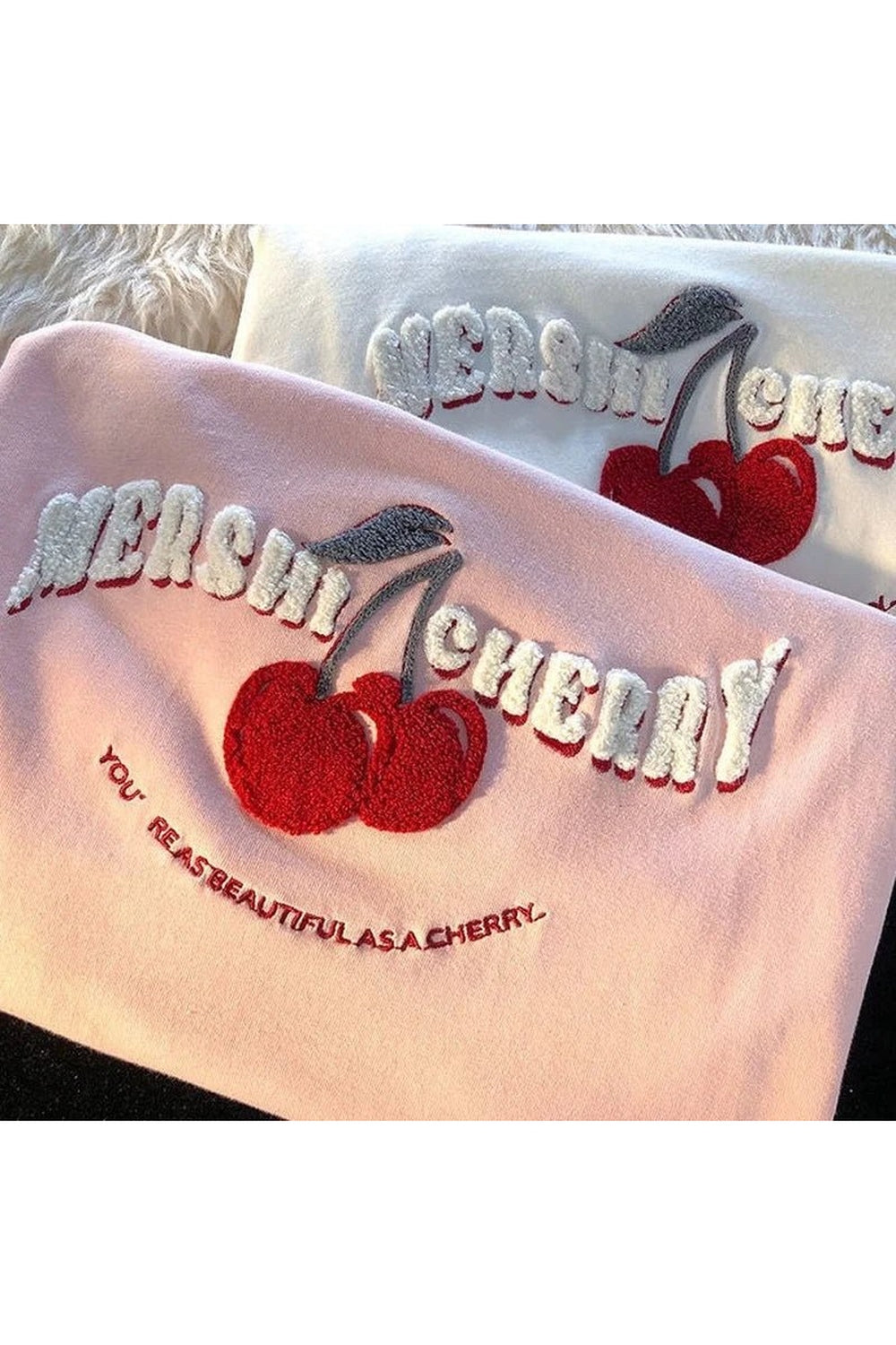 Y2k Cherry Embroidery Pink Top