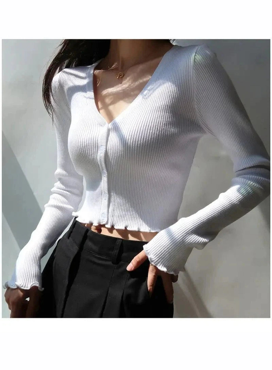 Y2k Chic Crop Cardigan Top