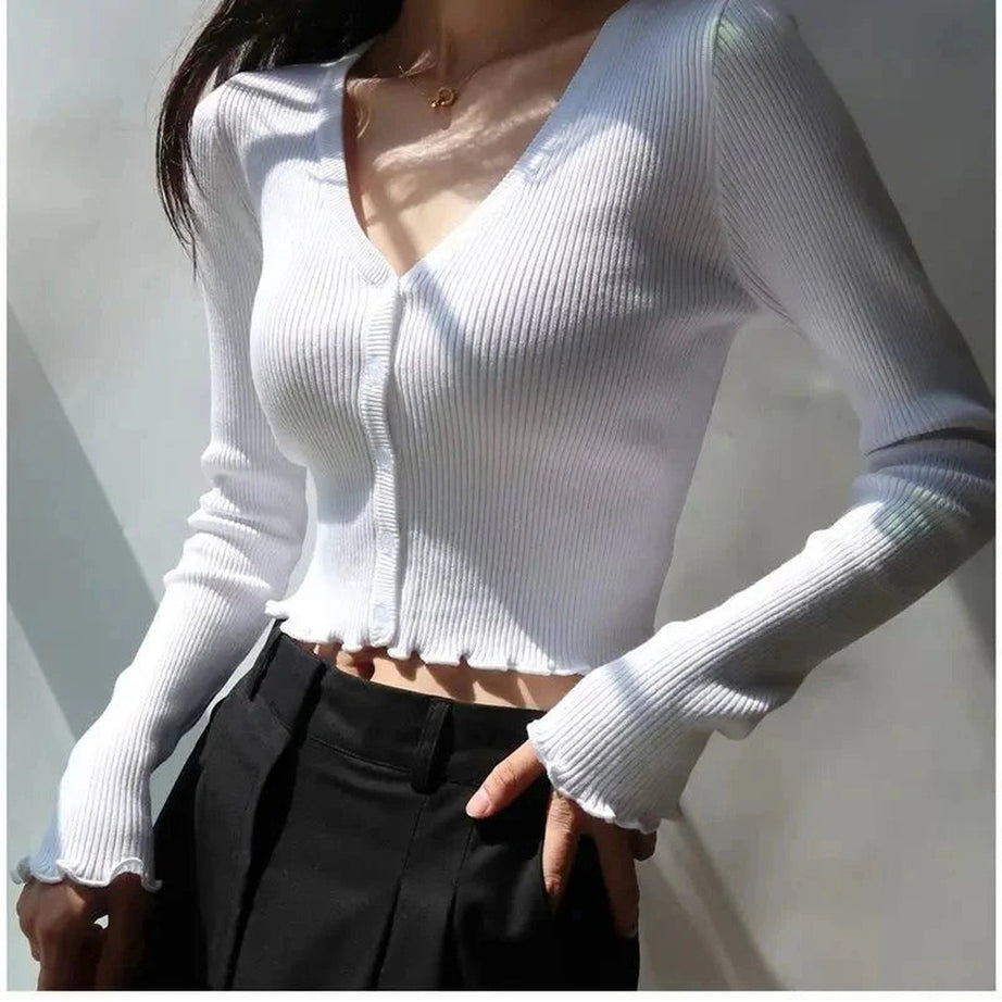 Y2k Chic Crop Cardigan Top