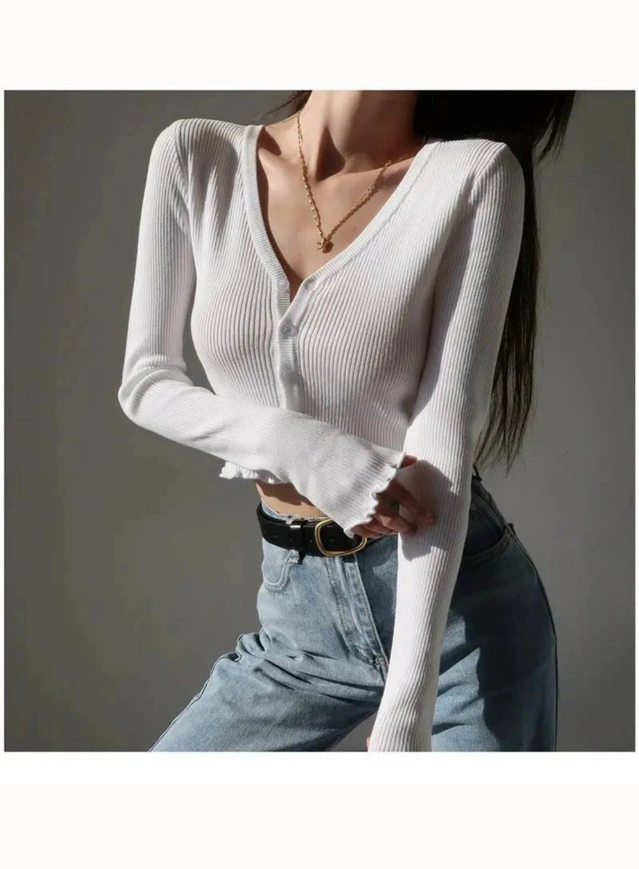 Y2k Chic Crop Cardigan Top