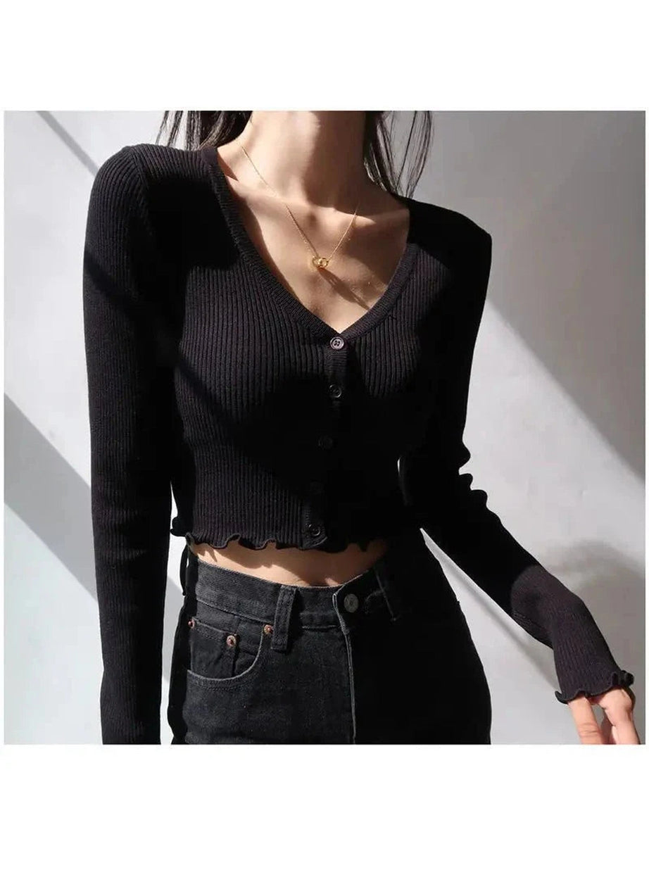 Y2k Chic Crop Cardigan Top