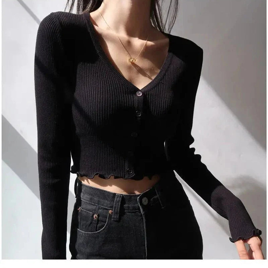 Y2k Chic Crop Cardigan Top