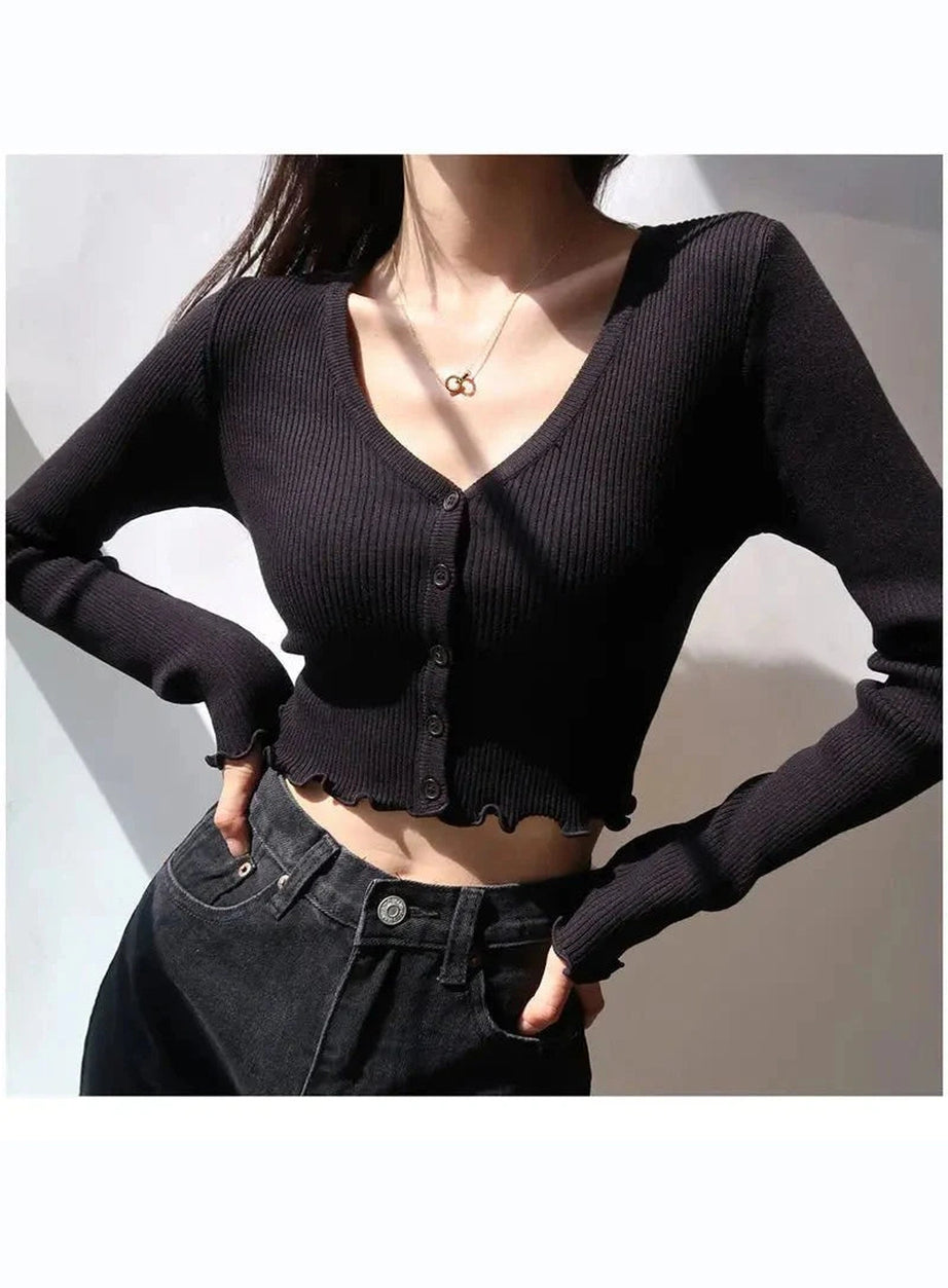 Y2k Chic Crop Cardigan Top