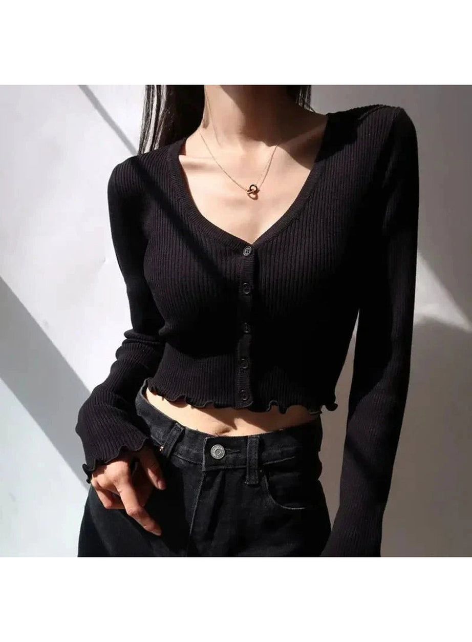 Y2k Chic Crop Cardigan Top
