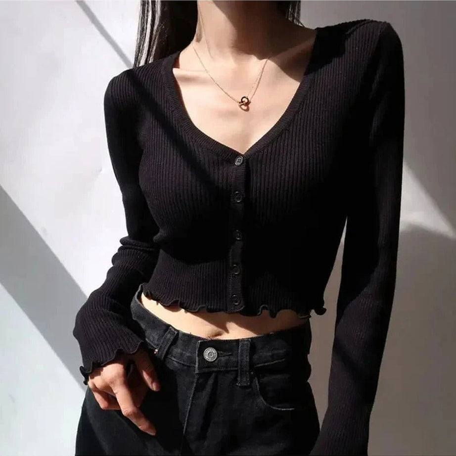 Y2k Chic Crop Cardigan Top