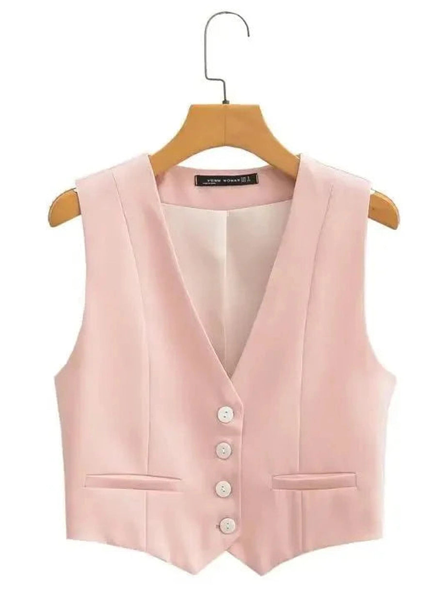 Y2k Chic V-Neck White Vest