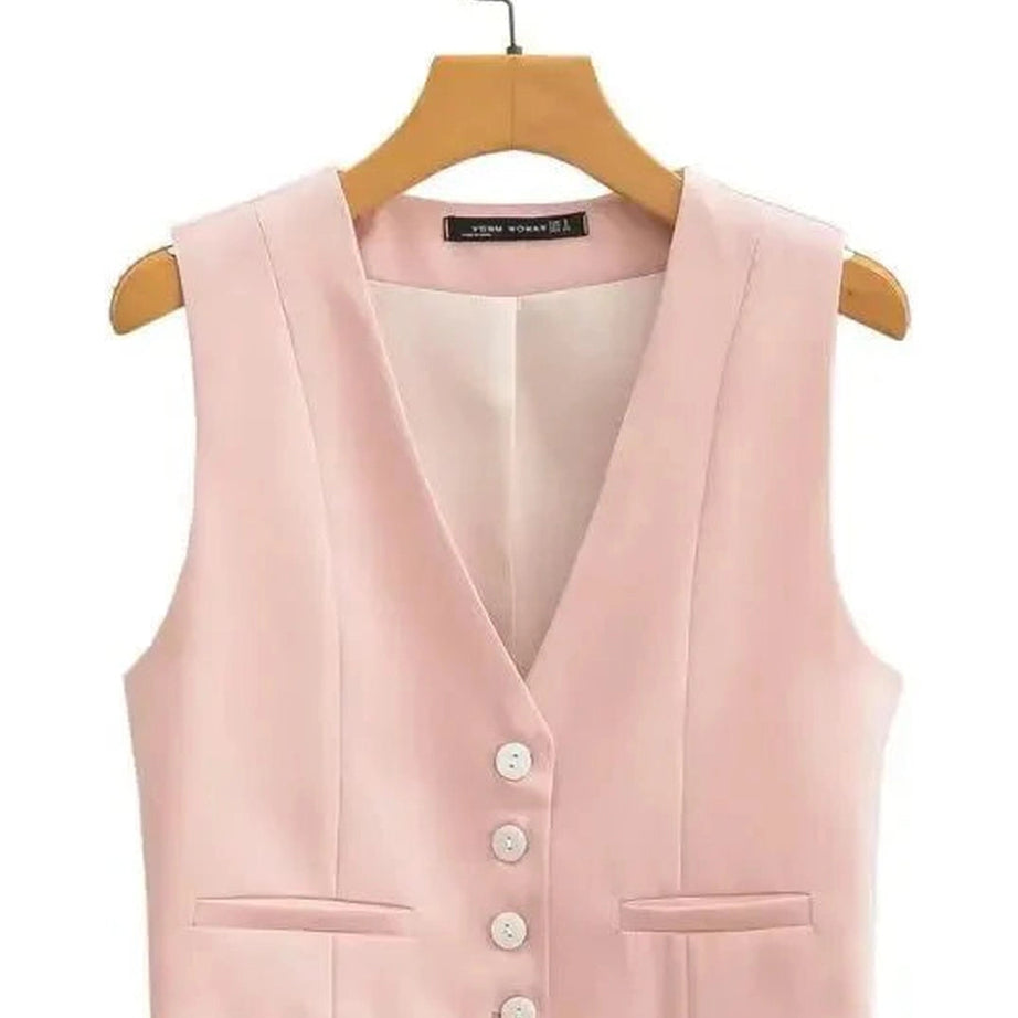 Y2k Chic V-Neck White Vest