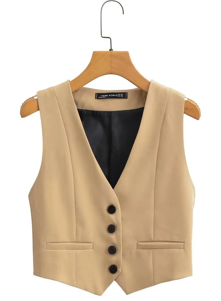 Y2k Chic V-Neck White Vest