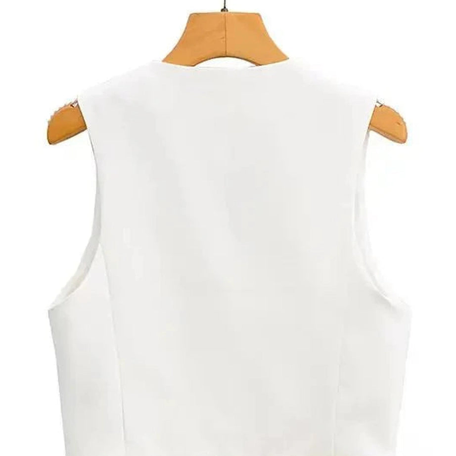 Y2k Chic V-Neck White Vest