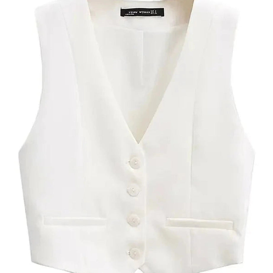 Y2k Chic V-Neck White Vest