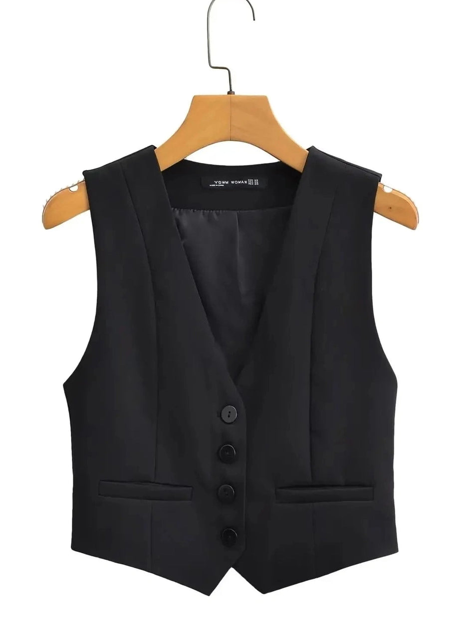 Y2k Chic V-Neck White Vest