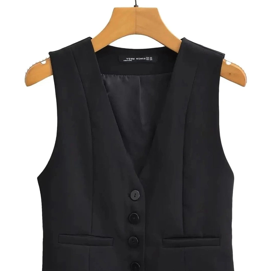 Y2k Chic V-Neck White Vest