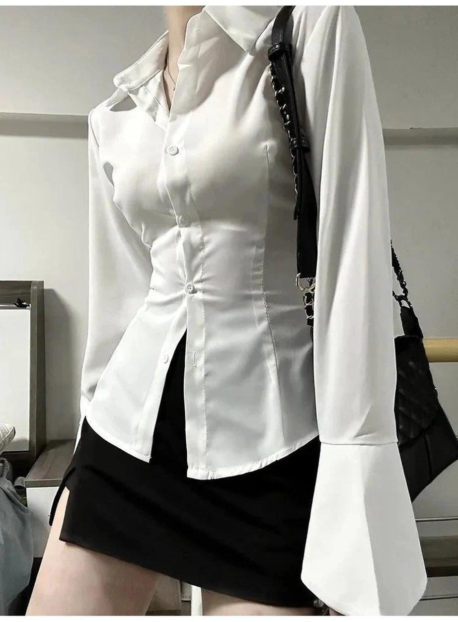 Y2k Chiffon Bandage Collar Blouse