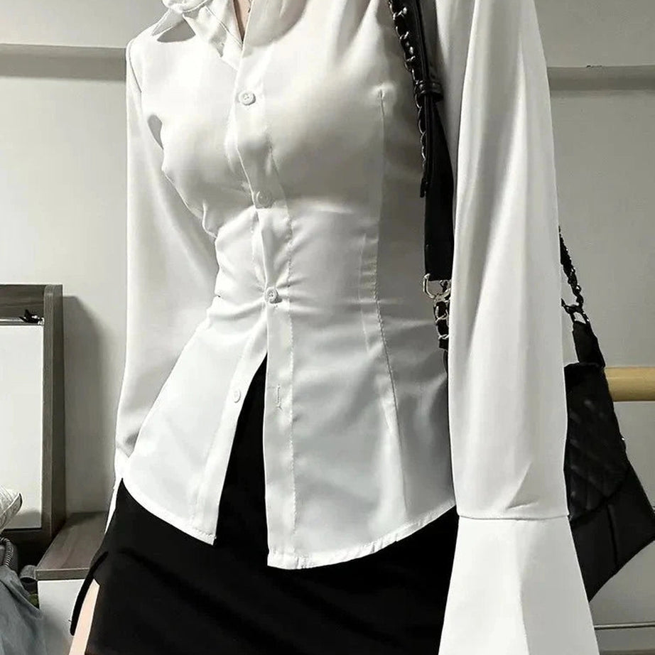 Y2k Chiffon Bandage Collar Blouse