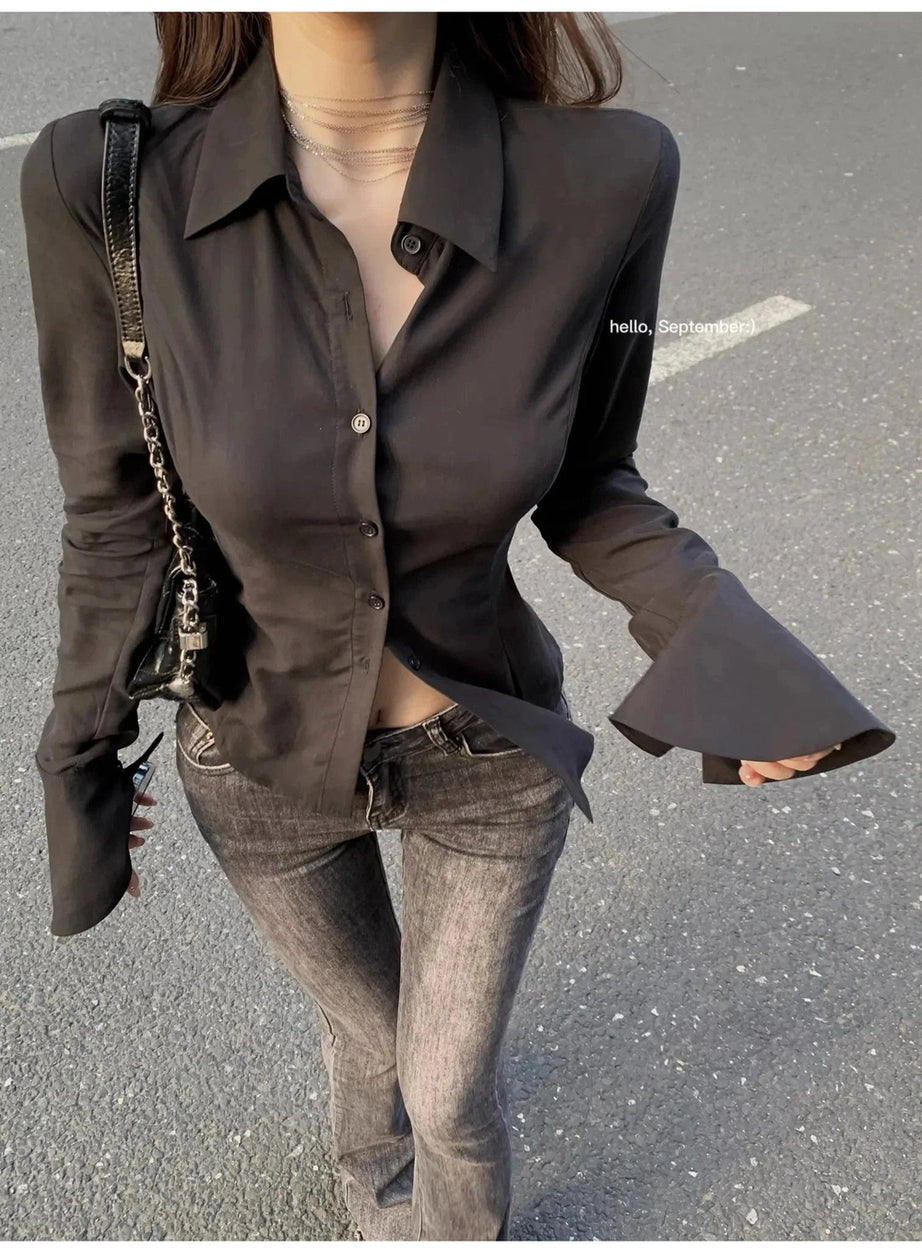 Y2k Chiffon Bandage Collar Blouse