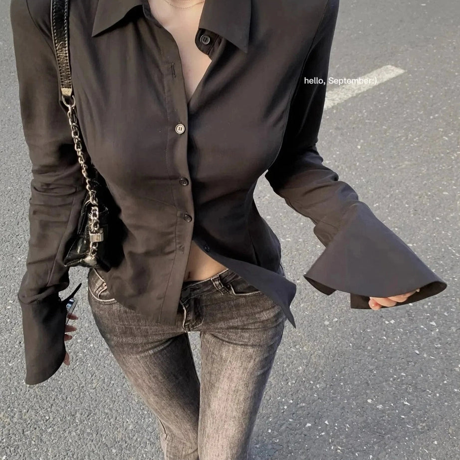 Y2k Chiffon Bandage Collar Blouse