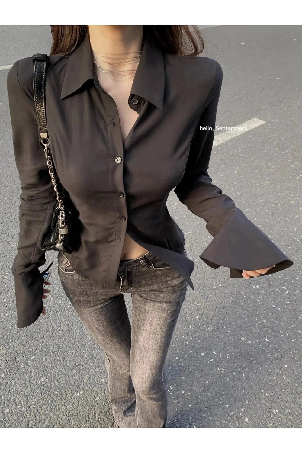 Y2k Chiffon Bandage Collar Blouse