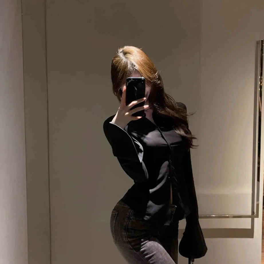 Y2k Chiffon Bandage Collar Blouse