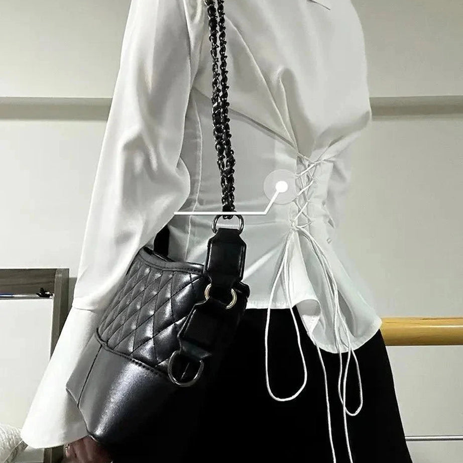 Y2k Chiffon Bandage Collar Blouse